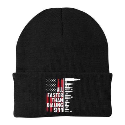 All Faster Than Dialing 911 American Flag Gun Lover Beanie