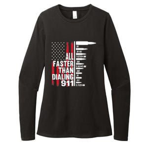 All Faster Than Dialing 911 American Flag Gun Lover Womens CVC Long Sleeve Shirt