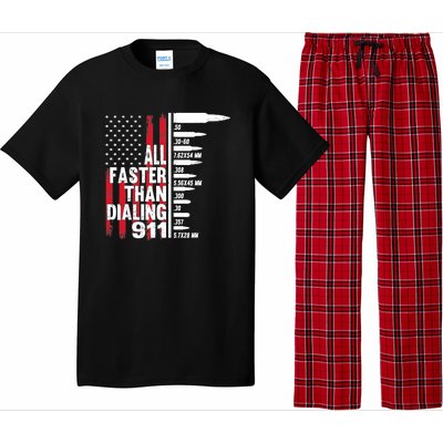 All Faster Than Dialing 911 American Flag Gun Lover Pajama Set