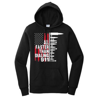 All Faster Than Dialing 911 American Flag Gun Lover Women's Pullover Hoodie
