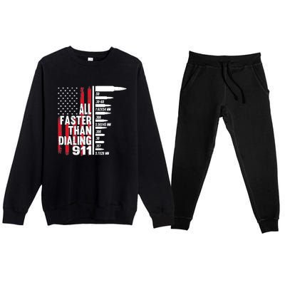 All Faster Than Dialing 911 American Flag Gun Lover Premium Crewneck Sweatsuit Set