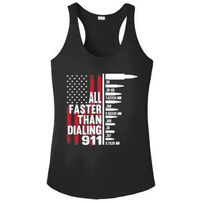 All Faster Than Dialing 911 American Flag Gun Lover Ladies PosiCharge Competitor Racerback Tank