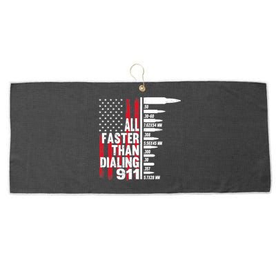 All Faster Than Dialing 911 American Flag Gun Lover Large Microfiber Waffle Golf Towel