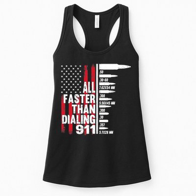 All Faster Than Dialing 911 American Flag Gun Lover Womens Tank Top