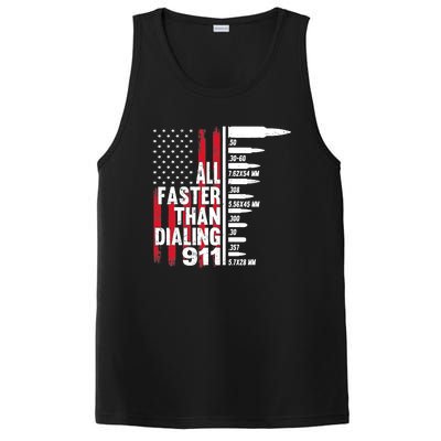 All Faster Than Dialing 911 American Flag Gun Lover PosiCharge Competitor Tank