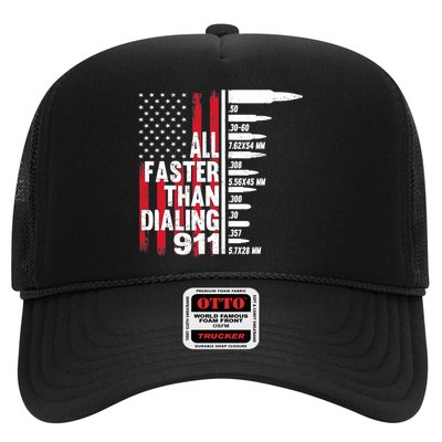 All Faster Than Dialing 911 American Flag Gun Lover Trucker Hat