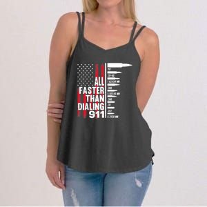 All Faster Than Dialing 911 American Flag Gun Lover Women's Strappy Tank