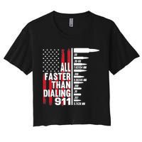 All Faster Than Dialing 911 American Flag Gun Lover Crop Top