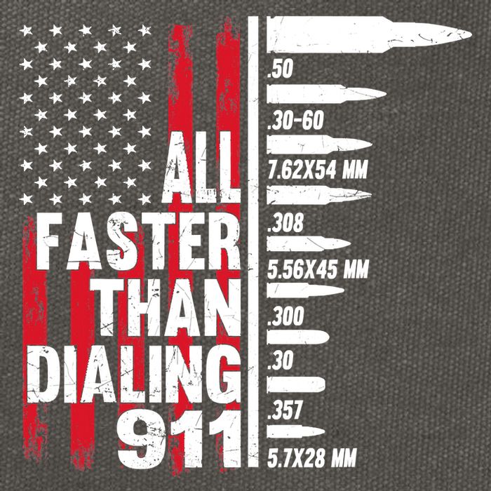 All Faster Than Dialing 911 American Flag Gun Lover Cotton Canvas Backpack