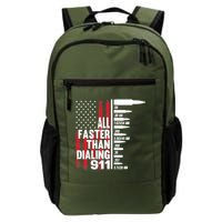 All Faster Than Dialing 911 American Flag Gun Lover Backpack