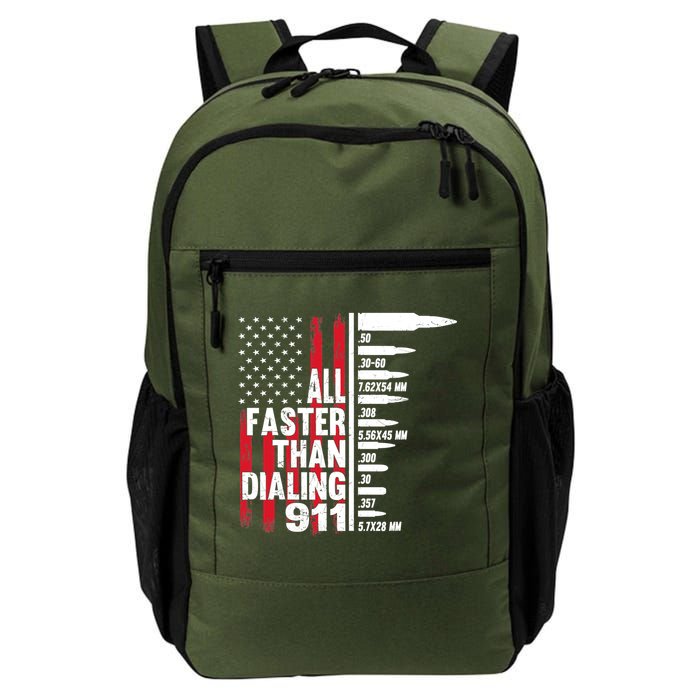 All Faster Than Dialing 911 American Flag Gun Lover Backpack