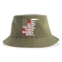 All Faster Than Dialing 911 American Flag Gun Lover Sustainable Bucket Hat