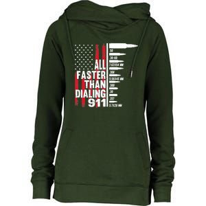 All Faster Than Dialing 911 American Flag Gun Lover Womens Funnel Neck Pullover Hood