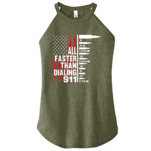 All Faster Than Dialing 911 American Flag Gun Lover Women's Perfect Tri Rocker Tank