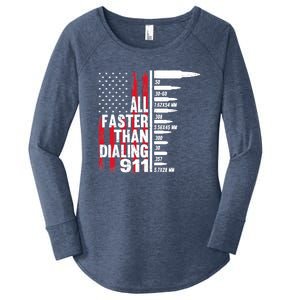 All Faster Than Dialing 911 American Flag Gun Lover Women's Perfect Tri Tunic Long Sleeve Shirt