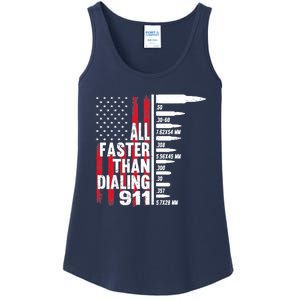 All Faster Than Dialing 911 American Flag Gun Lover Ladies Essential Tank