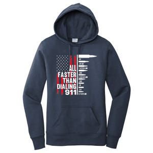 All Faster Than Dialing 911 American Flag Gun Lover Women's Pullover Hoodie