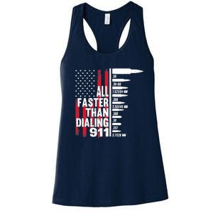 All Faster Than Dialing 911 American Flag Gun Lover Women's Racerback Tank