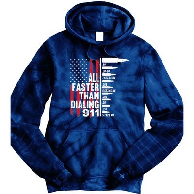 All Faster Than Dialing 911 American Flag Gun Lover Tie Dye Hoodie