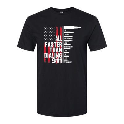 All Faster Than Dialing 911 American Flag Gun Lover Softstyle CVC T-Shirt