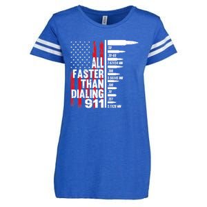 All Faster Than Dialing 911 American Flag Gun Lover Enza Ladies Jersey Football T-Shirt