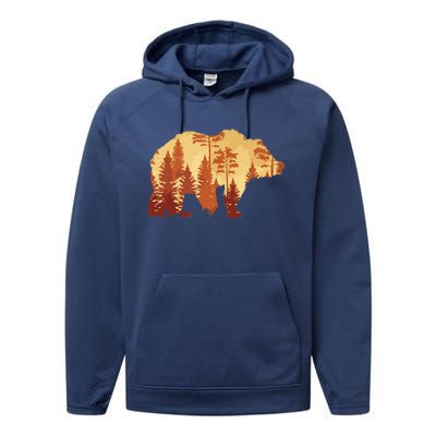 Autumn Forest Trees Fall Wildlife Animal Bear Lover Nature Performance Fleece Hoodie