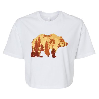 Autumn Forest Trees Fall Wildlife Animal Bear Lover Nature Bella+Canvas Jersey Crop Tee