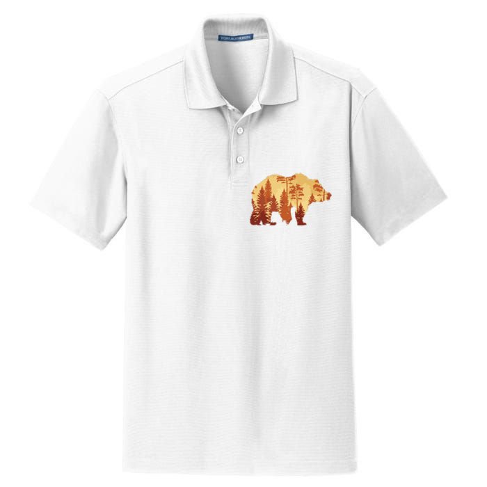 Autumn Forest Trees Fall Wildlife Animal Bear Lover Nature Dry Zone Grid Polo