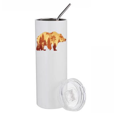 Autumn Forest Trees Fall Wildlife Animal Bear Lover Nature Stainless Steel Tumbler