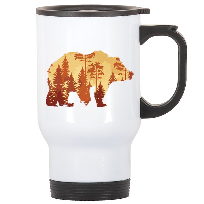 Autumn Forest Trees Fall Wildlife Animal Bear Lover Nature Stainless Steel Travel Mug