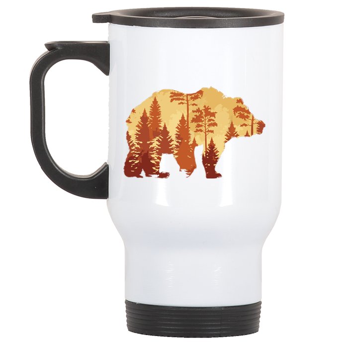 Autumn Forest Trees Fall Wildlife Animal Bear Lover Nature Stainless Steel Travel Mug