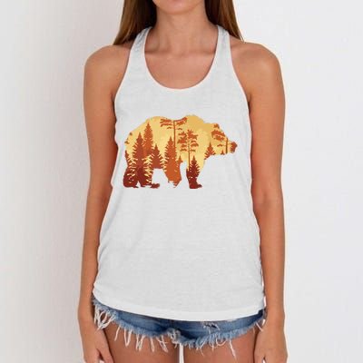 Autumn Forest Trees Fall Wildlife Animal Bear Lover Nature Women's Knotted Racerback Tank