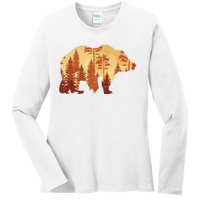 Autumn Forest Trees Fall Wildlife Animal Bear Lover Nature Ladies Long Sleeve Shirt