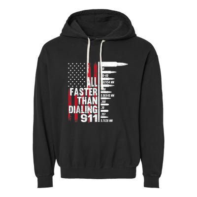 All Faster Than Dialing 911 American Flag Gun Lover Garment-Dyed Fleece Hoodie