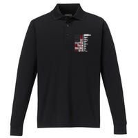 All Faster Than Dialing 911 American Flag Gun Lover Performance Long Sleeve Polo