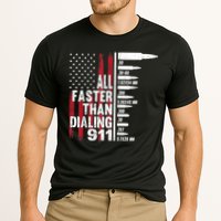All Faster Than Dialing 911 American Flag Gun Lover Performance Shirt