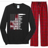 All Faster Than Dialing 911 American Flag Gun Lover Long Sleeve Pajama Set