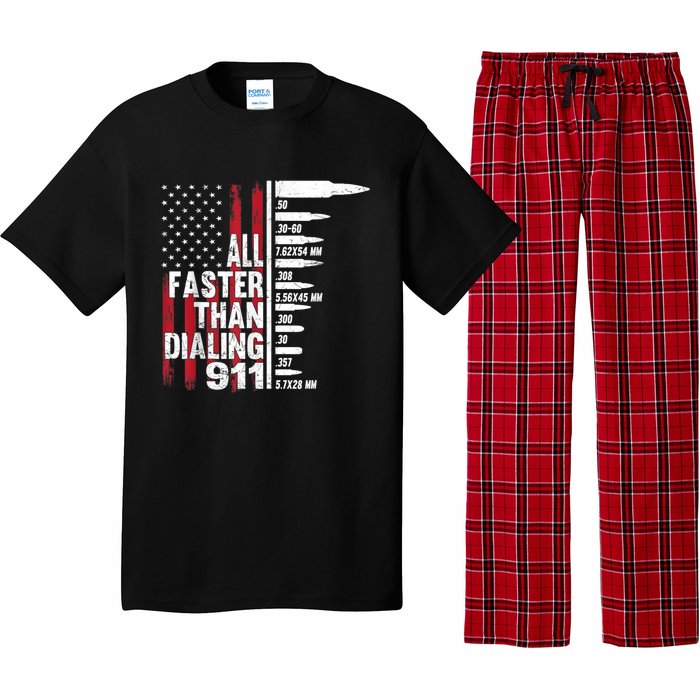 All Faster Than Dialing 911 American Flag Gun Lover Pajama Set