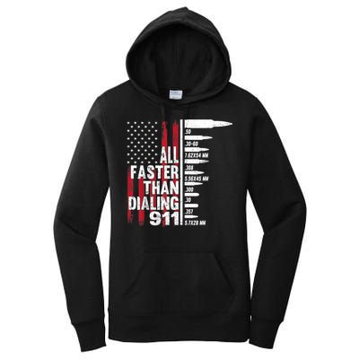 All Faster Than Dialing 911 American Flag Gun Lover Women's Pullover Hoodie