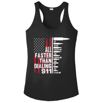 All Faster Than Dialing 911 American Flag Gun Lover Ladies PosiCharge Competitor Racerback Tank