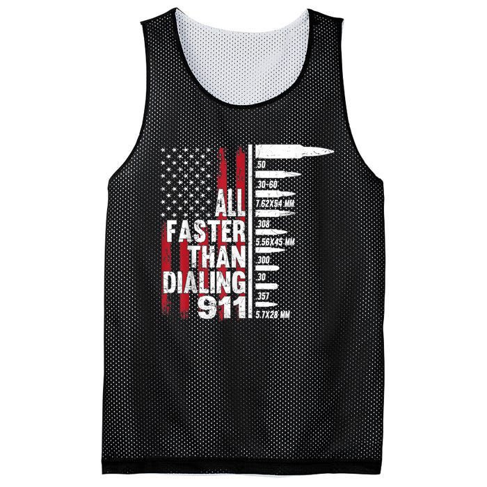 All Faster Than Dialing 911 American Flag Gun Lover Mesh Reversible Basketball Jersey Tank