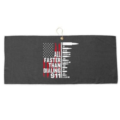 All Faster Than Dialing 911 American Flag Gun Lover Large Microfiber Waffle Golf Towel