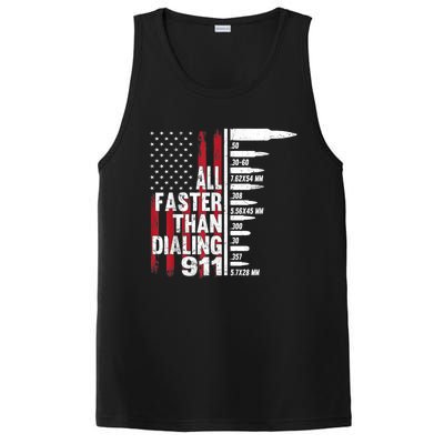 All Faster Than Dialing 911 American Flag Gun Lover PosiCharge Competitor Tank