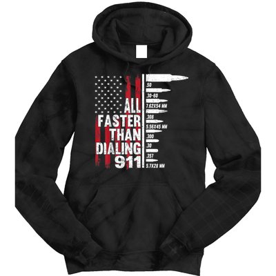 All Faster Than Dialing 911 American Flag Gun Lover Tie Dye Hoodie