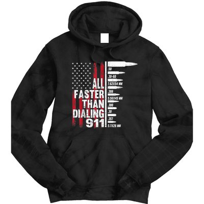 All Faster Than Dialing 911 American Flag Gun Lover Tie Dye Hoodie