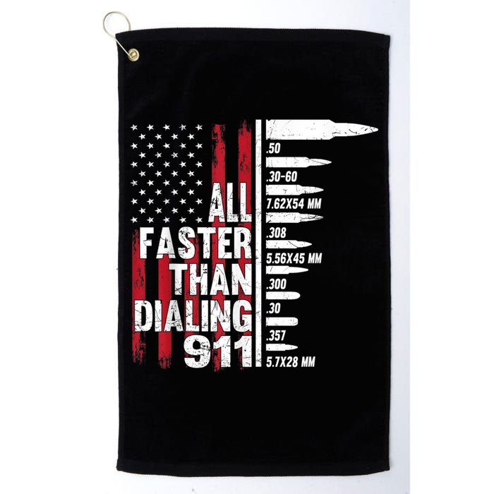 All Faster Than Dialing 911 American Flag Gun Lover Golf Towel
