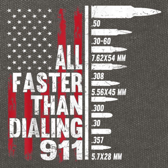 All Faster Than Dialing 911 American Flag Gun Lover Cotton Canvas Backpack