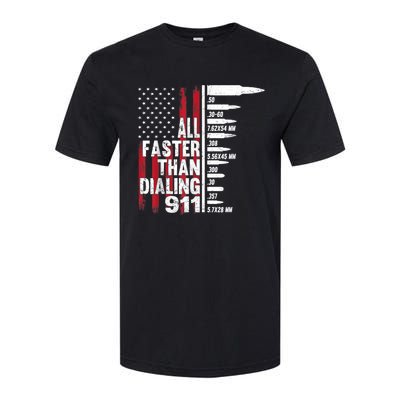 All Faster Than Dialing 911 American Flag Gun Lover Softstyle® CVC T-Shirt