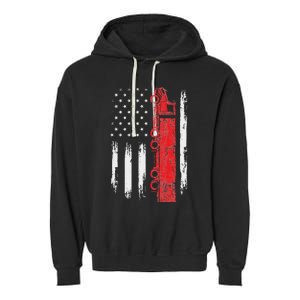 American Flag Truck Semi Truck Driver Trucking Trucker Garment-Dyed Fleece Hoodie