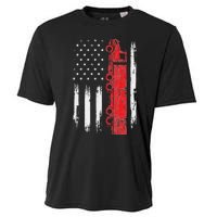 American Flag Truck Semi Truck Driver Trucking Trucker Cooling Performance Crew T-Shirt